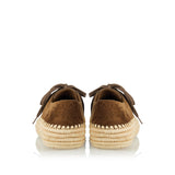 Suede and raffia lace‑up shoes