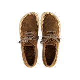 Suede and raffia lace‑up shoes