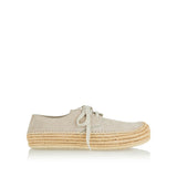 Suede and raffia lace‑up shoes