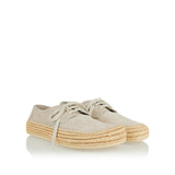 Suede and raffia lace‑up shoes