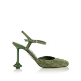 Toy rhinestone-embellished suede ankle-strap pumps