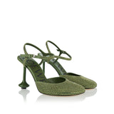 Toy rhinestone-embellished suede ankle-strap pumps