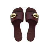 Pebble leather mules