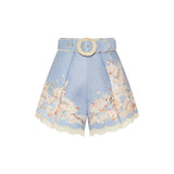 Cascadian floral-print belted shorts