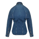 Stand-collar denim shirt