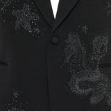 Bead-embellished single-breasted blazer