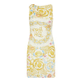 Underwater Barocco draped flared mini dress