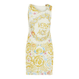 Underwater Barocco draped flared mini dress