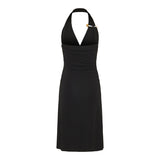 Halterneck crêpe midi dress