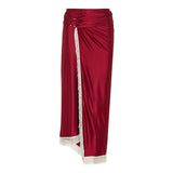 Draped midi jersey skirt