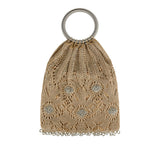 Beaded crochet lamé tote bag