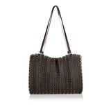 Chain-link leather tote bag