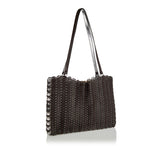 Chain-link leather tote bag