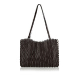 Chain-link leather tote bag