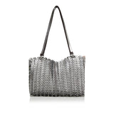 Chain-link leather tote bag