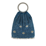 Beaded crochet lamé tote bag