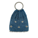 Beaded crochet lamé tote bag