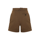 Double-pleated military shorts