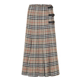 Check wool midi wrap skirt