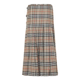 Check wool midi wrap skirt