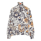 Cerere ruffled printed crepe blouse