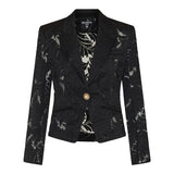 1-button fitted lace blazer