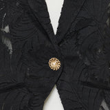 1-button fitted lace blazer