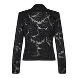 1-button fitted lace blazer