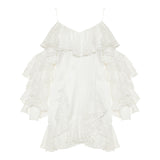 Flowing lace ruffles dress