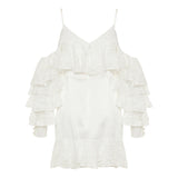 Flowing lace ruffles dress