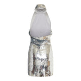 Sequinned halterneck mini dress