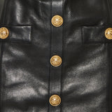 Leather buttoned mini dress
