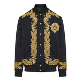 Embroidered cupro bomber jacket