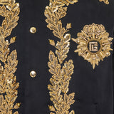 Embroidered cupro bomber jacket