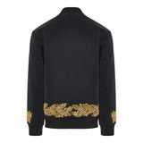 Embroidered cupro bomber jacket
