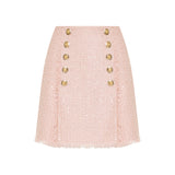 Short sequinned tweed skirt
