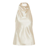 Draped halterneck satin top