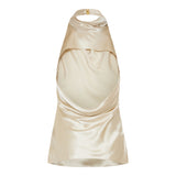 Draped halterneck satin top