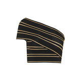 Striped one-shoulder knit top