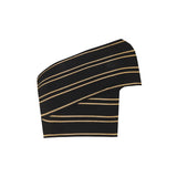 Striped one-shoulder knit top