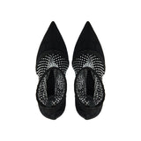 Velvet strass mesh ankle boots