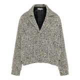 Tweed Button-Up Bomber Jacket