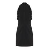 Bow-detail wool-blend crêpe mini dress