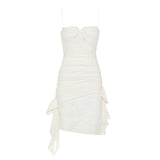 Silk lace mini dress with bows