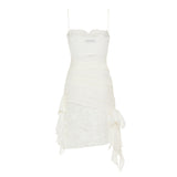 Silk lace mini dress with bows