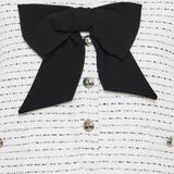 Sequined tweed mini dress with bow detail