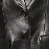 Peak lapel leather blazer
