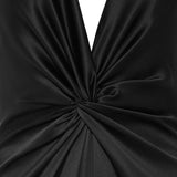 Twist-front chiffon-trimmed gown