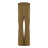 Pleated silk crepe de chine straight-leg trousers