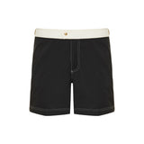 straight-leg mid-length striped swim shorts